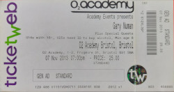 Gary Numan Bristol Ticket 2013